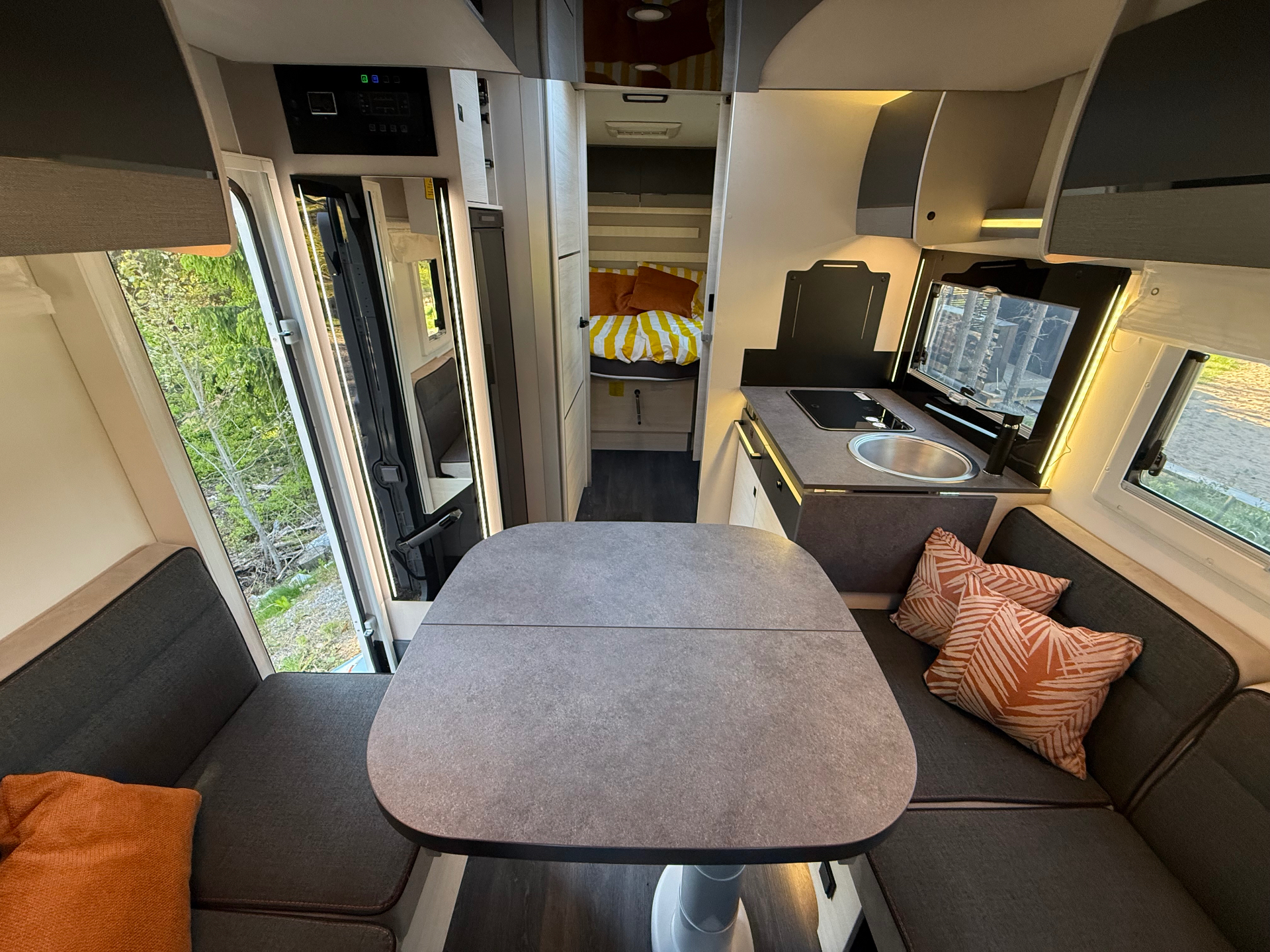 Lounge and dining area with view to bedroom