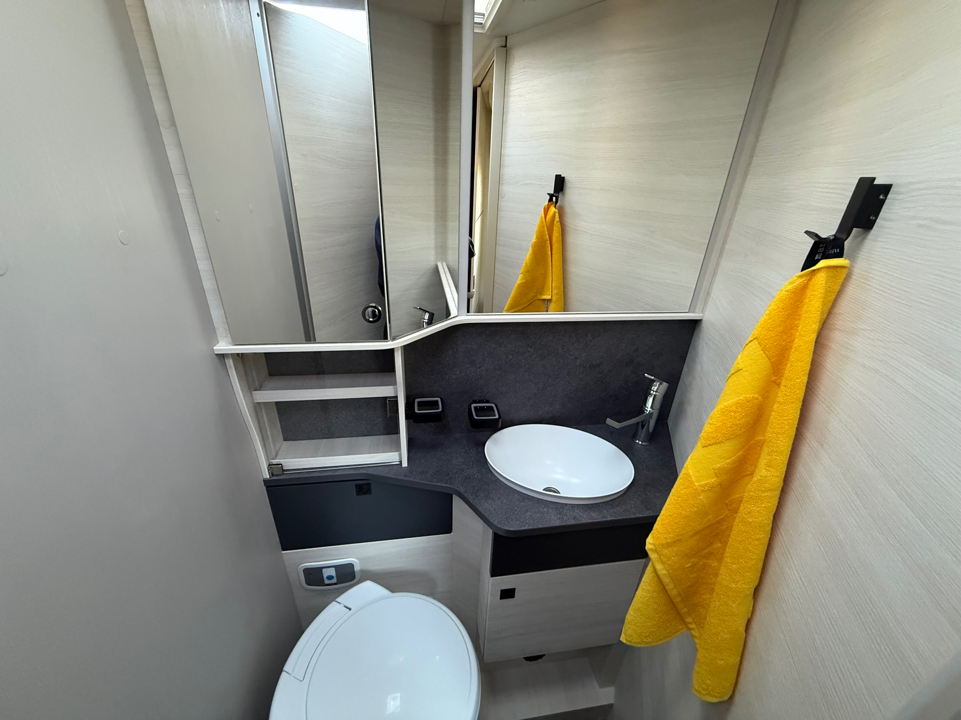 Bathroom with sink, mirror cabinet and WC